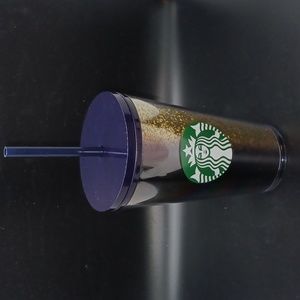 Starbucks Black & Gold Glitter Ombre Tumbler  Plastic 16 FL. OZ Cold Bev. Only